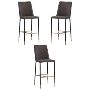 Home Square Klaus 29.75&quot Fabric Barstool in Gray/Black - Set of 3