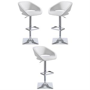 Home Square Gustavo 24 - 32.5&quot Modern Faux Leather Stool in White - Set of 3