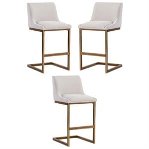 Home Square Holly 30&quot Modern Fabric Barstool in Gray/Rustic Bronze - Set of 3