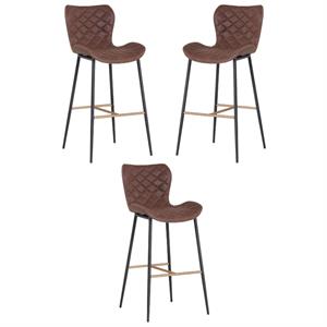 Home Square Lyla 30&quot Modern Wood Barstool in Antique Brown - Set of 3