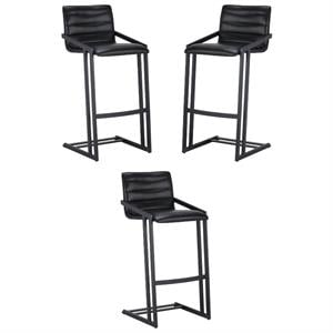Home Square Webber 30&quot Modern Barstool in Black Finish - Set of 3