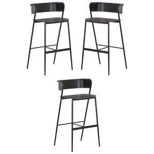 Home Square Keanu 29.5&quot Modern Aluminum and Iron Barstool in Gray - Set of 3