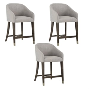 Home Square Nellie 26&quot Modern Fabric Counter Stool in Gray and Brown - Set of 3