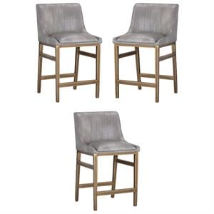 Home Square Halden 25.5&quot Counter Stool in Gray/Rustic Bronze - Set of 3