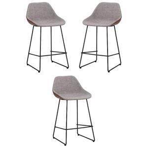 Home Square Mccoy 26.5&quot Fabric Counter Stool in Cinnamon Brown - Set of 3