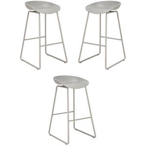 Home Square Celyn 26&quot Style Metal Counter Stool in Cool Gray Finish - Set of 3