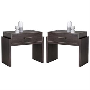 Home Square Patsy 31&quot Rectangular Modern Wood Nightstand in Brown - Set of 2