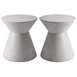 Home Square Astley 17.5&quot Modern Sealed Concrete End Table in White - Set of 2