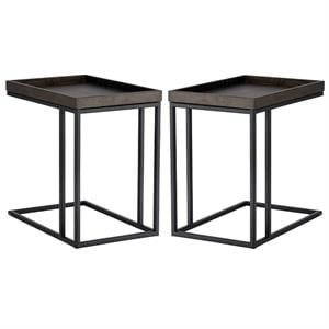 Home Square Arden 23.5&quot Wood End Table in Black/Charcoal Gray - Set of 2