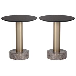Home Square Monaco 17.75&quot Wood End Table in Gray/Charcoal Gray - Set of 2