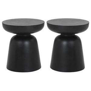 Home Square Lucida 18&quot Concrete End Table in Painted Black - Set of 2
