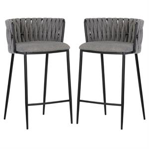 Home Square Sarai 26&quot Counter Stool in Koala Gray Finish - Set of 2