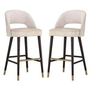 Home Square Monae 30&quot Faux Leather Barstool in Cream - Set of 2
