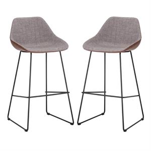 Home Square Mccoy 31&quot Fabric Barstool in Cinnamon Brown - Set of 2