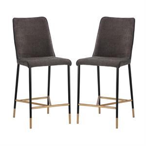 Home Square Klaus 25.75&quot Modern Fabric Counter Stool in Gray - Set of 2