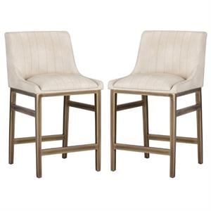Home Square Halden 25.5&quot Counter Stool in Cream/Rustic Bronze - Set of 2