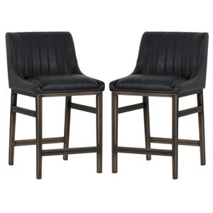 Home Square Halden 25.5&quot Counter Stool in Black/Rustic Bronze - Set of 2