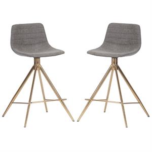 Home Square Andres 26&quot Modern Fabric Swivel Counter Stool in Gray - Set of 2