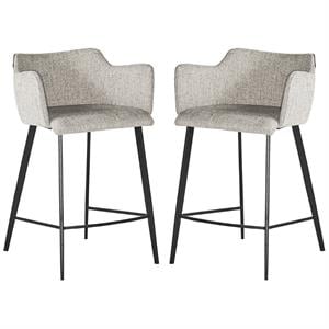 Home Square Griffin 26.25&quot Fabric Counter Stool in November Gray - Set of 2
