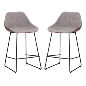 Home Square Mccoy 26.5&quot Fabric Counter Stool in Cinnamon Brown - Set of 2
