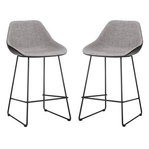 Home Square Mccoy 26.5&quot Fabric Counter Stool in Nightfall Black - Set of 2