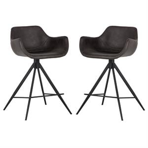 Home Square Owen 26&quot Modern Swivel Counter Stool in Town Gray - Set of 2