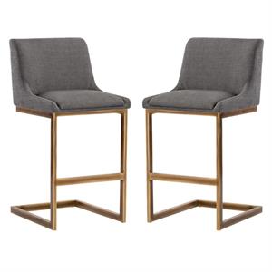 Home Square Holly 30&quot Fabric Barstool in Zenith Graphite Gray - Set of 2