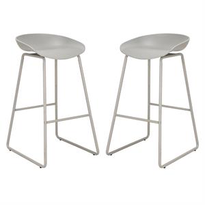 Home Square Celyn 26&quot Style Metal Counter Stool in Cool Gray Finish - Set of 2