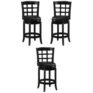 Home Square Kyoto 24&quot Swivel Counter Stool in Black - Set of 3