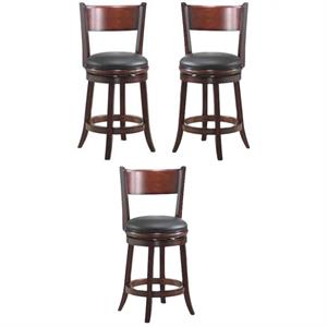 Home Square Palmetto 24&quot Swivel Counter Stool in Brandy - Set of 3