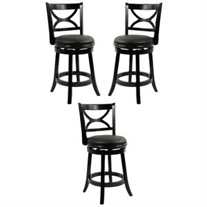 Home Square Florence 24&quot Swivel Counter Stool in Black Sandthru - Set of 3