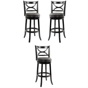 Home Square Florence 29&quot Swivel Bar Stool in Black Sandthru - Set of 3