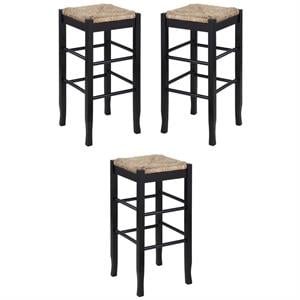 Home Square Sq Rush 29&quot Stationary Bar Stool in Black - Set of 3