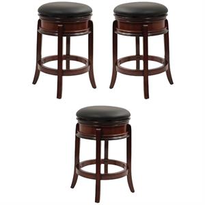 Home Square Magellan 24&quot Swivel Counter Stool in Brandy - Set of 3