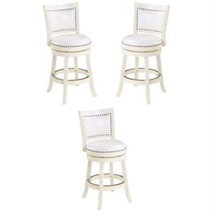 Home Square 24&quot Bristol Swivel Bar Stool in Buttermilk- Set of 3