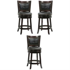 Home Square 24&quot Bristol Swivel Bar Stool in Cappuccino - Set of 3