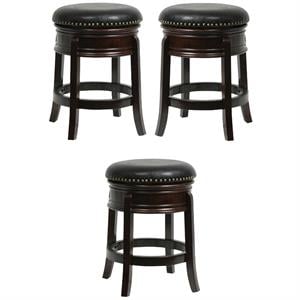 Home Square 24&quot Hamilton Swivel Bar Stool in Cappuccino - Set of 3