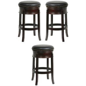 Home Square 29&quot Hamilton Swivel Bar Stool in Cappuccino - Set of 3