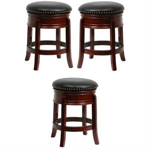 Home Square 24&quot Hamilton Swivel Bar Stool in Cherry - Set of 3