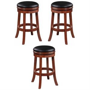 Home Square 29&quot Backless Swivel Stool in Cherry Finish - Set of 3