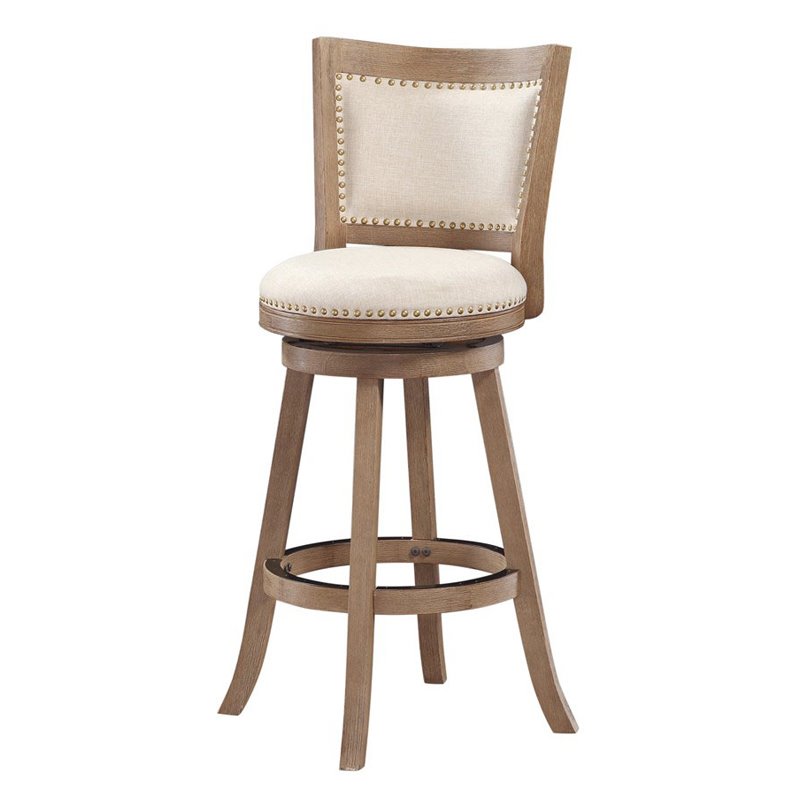 Home Square 29'' Melrose Bar Stool in Driftwood Wire-Brush and Ivory - Set of 3