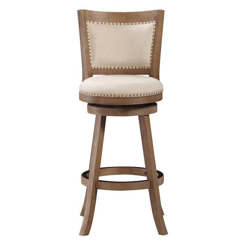 Home Square 29'' Melrose Bar Stool in Driftwood Wire-Brush and Ivory - Set of 3