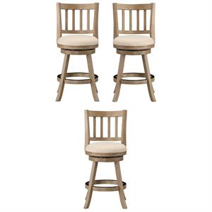 Home Square 24&quot Sheldon Swivel Counter Stool in Ivory - Set of 3