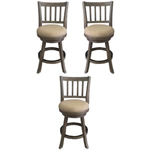 Home Square 24&quot Sheldon Swivel Counter Stool in Oatmeal - Set of 3