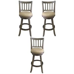 Home Square 29&quot Sheldon Swivel Bar Stool in Oatmeal - Set of 3