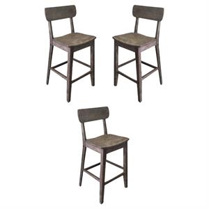Home Square 29&quot Torino Bar Stool in Barnwood Wire-Brush - Set of 3