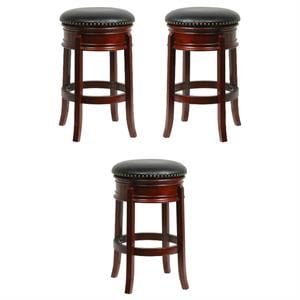 Home Square 29&quot Hamilton Swivel Bar Stool in Cherry - Set of 3