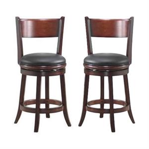Home Square Palmetto 24&quot Swivel Counter Stool in Brandy - Set of 2