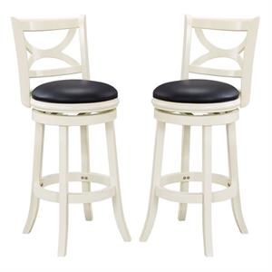 Home Square Florence 29&quot Swivel Bar Stool in Butter Milk White - Set of 2