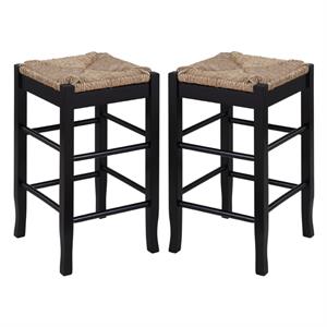 Home Square Sq Rush 24&quot Stationary Counter Stool in Black - Set of 2